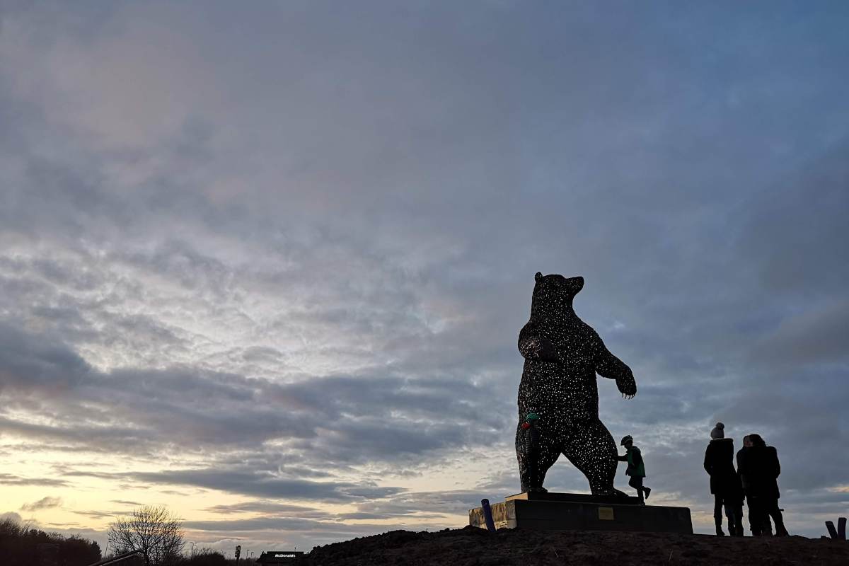 Dunbar Bear in the winter sunset